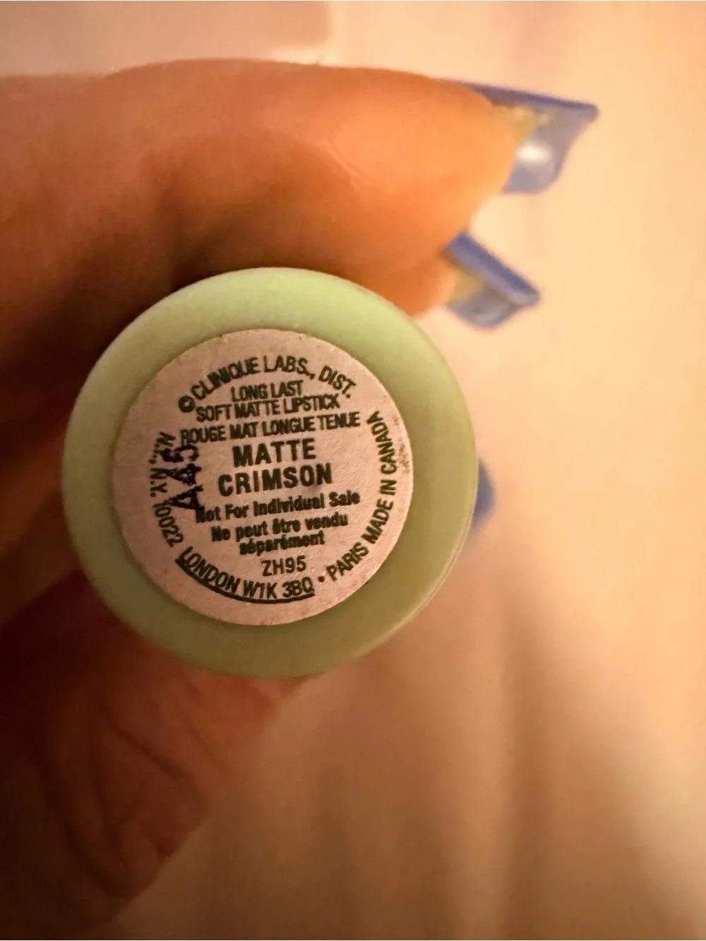 Clinique Matte Crimson Lipstick Tube - Mint & Blue Accents